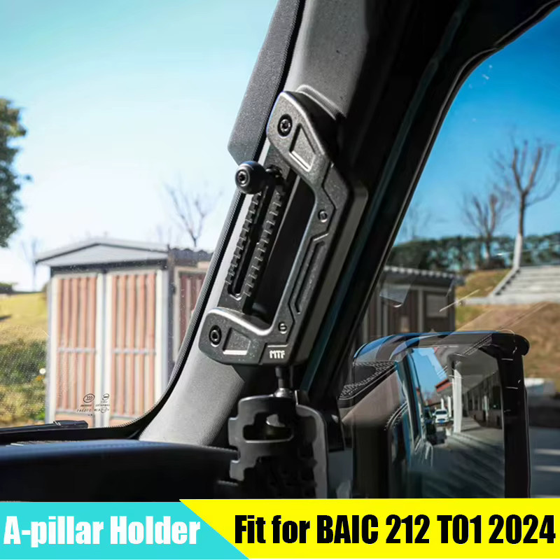 JZYDS Handyhalterung für die A-Säule passend für BAIC 212 T01 24-26 aus Aluminiumlegierung in Schwarz mit MTF-Handgriffverlängerung - Bild 2