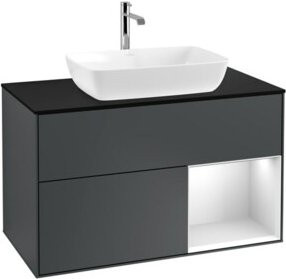 V&B Waschtischunterschrank Finion 100 in Weiß und Blau lackiert, Breite: 100 cm, Tiefe: 50,1 cm, Höhe: 50,1 cm - Bild 1