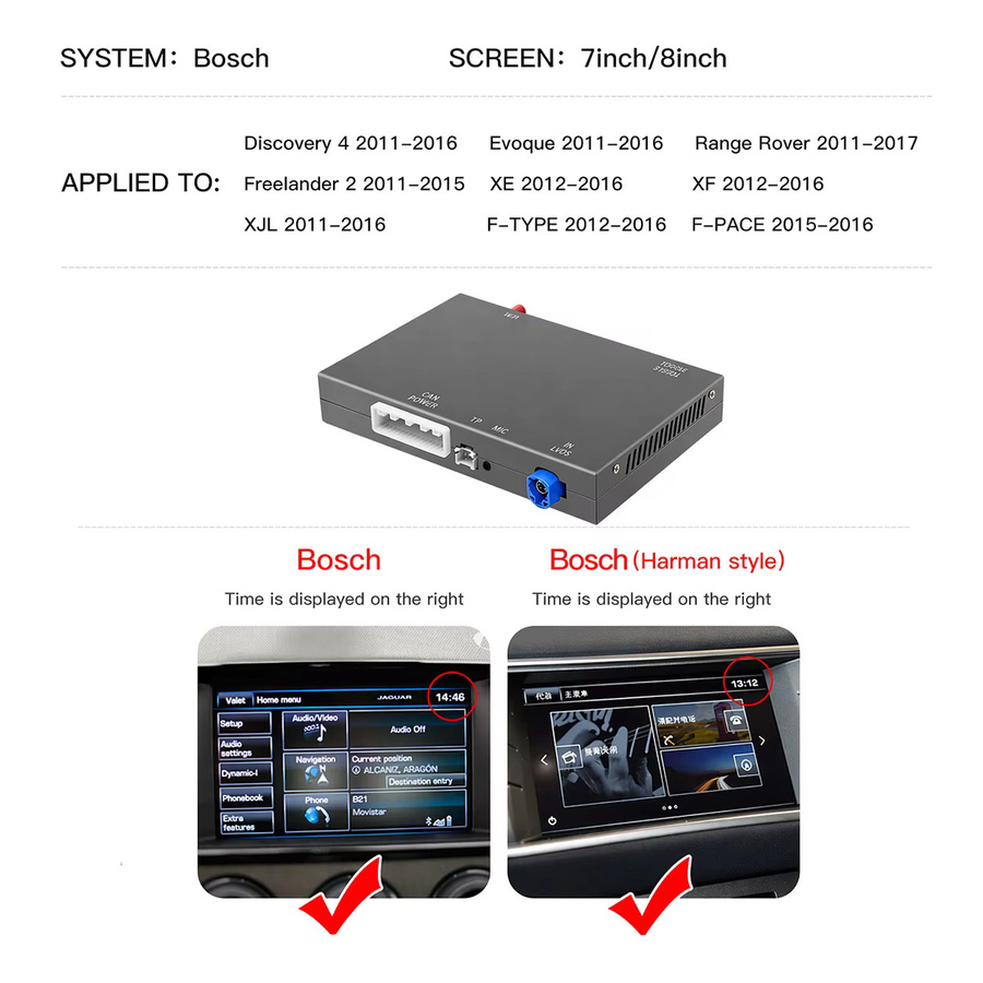 Bosch Kabelloses CarPlay und Android Auto Interface für Land Rover und Jaguar mit Airplay, Bluetooth und GPS in Schwarz - Bild 5