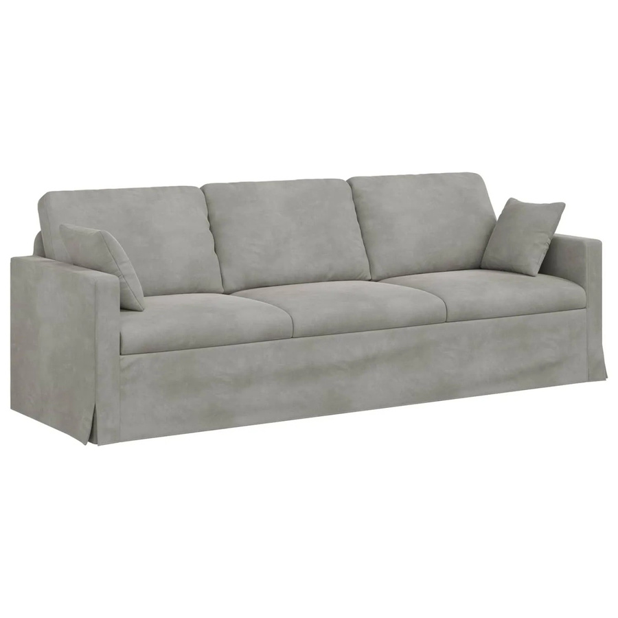 vidaXL Sofa Hellgrau aus Samt mit Metallrahmen B/T/H: 228 x 78 x 80 cm - Bild 2