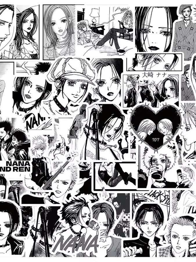 Bandai Anime Nana Aufkleber, Schwarz-Weiß, 10/30/60 Stück - Bild 5