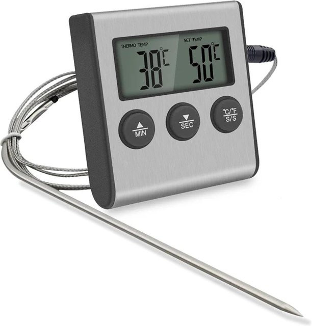 Pig Boutique Tp700 Digitales kabelloses Küchenthermometer mit Fernbedienung und Sonde in Grau - Bild 1