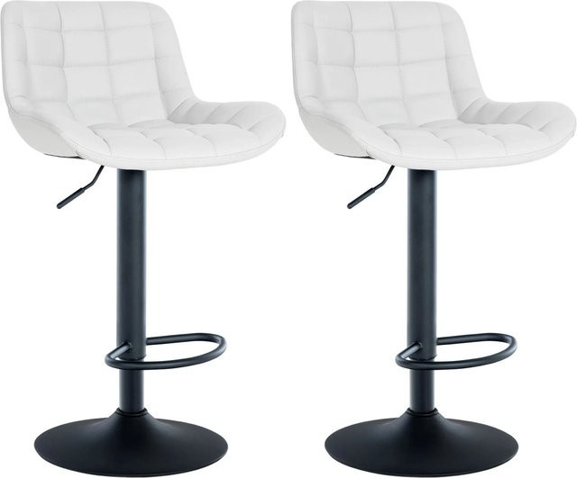 2er Set DELUKE Barhocker CARAM in Weiß, höhenverstellbare Barstühle aus Kunstleder mit Lehne und 360 Grad Drehbarkeit, B/T/H: 48 x 54 x 81 cm - Bild 1
