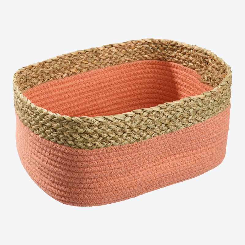 NKD Korb aus Wasserhyazinthe und Baumwolle in Coral mit ovalem Design - Bild 2