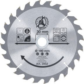 BGS Do it yourself Hartmetall-Kreissägeblatt mit 24 Zähnen, Farbe: Silber, Durchmesser: 190 mm, Bohrung: 30 mm, Dicke: 2,5 mm - Bild 1