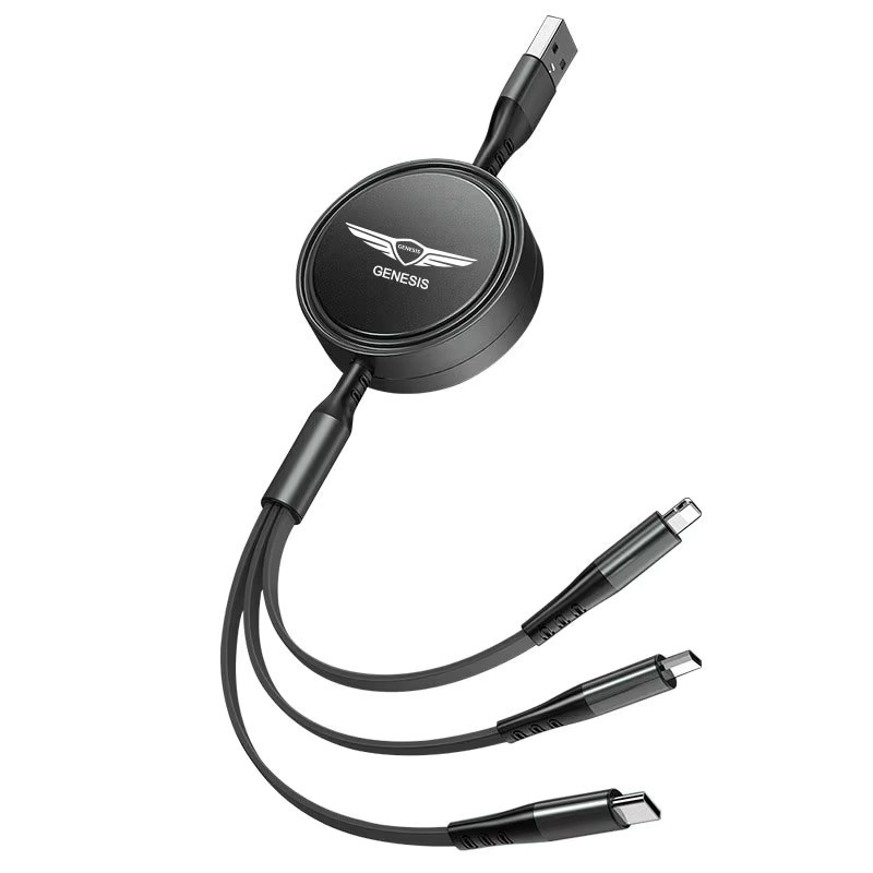 3-in-1 einziehbares Multi-Schnellladegerät Autokabel mit Micro-USB für Genesis G80 GV70 GV80 GV60 G70 Essentia Neolun G90 GV90 X - Bild 3
