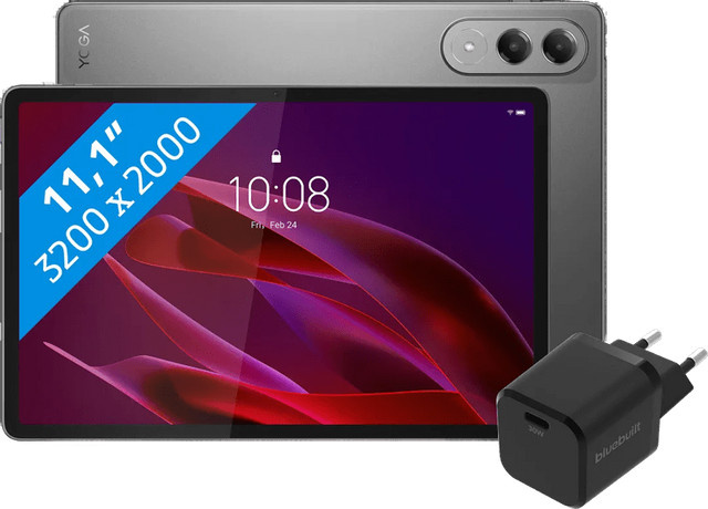 Lenovo Yoga Tab mit 11,1 Zoll Display, 256 GB Speicher, WLAN, Grau inklusive Stylus und BlueBuilt Ladegerät - Bild 1