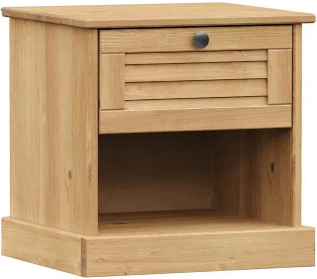 vidaXL Nachttisch VIGO aus Massivholz Kiefer in Braun mit Jalousie-Design, B/T/H: 42 x 35 x 40 cm - Bild 1