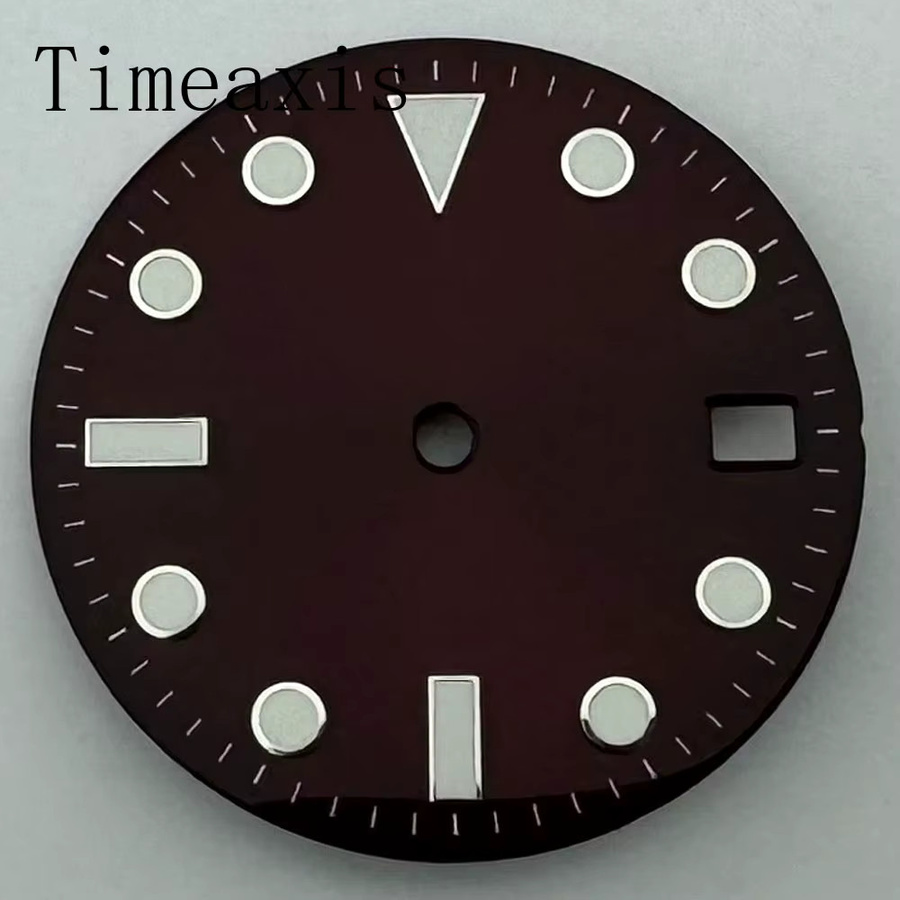 Timeaxis Emaille-Zifferblatt, 28,5 mm, passend für NH35-Uhrwerk, Braun - Bild 1
