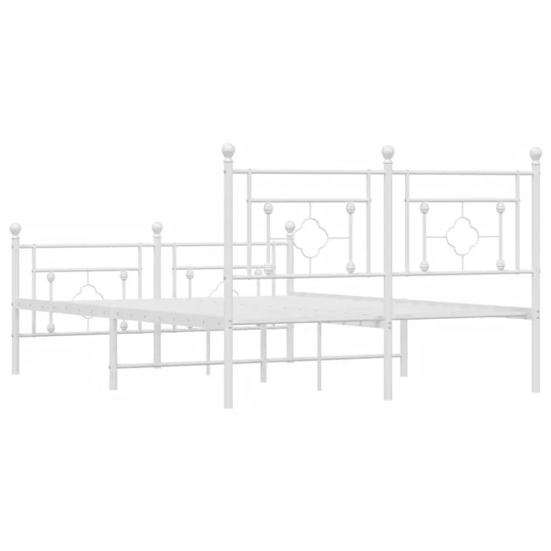 Vidaxl Metall-Bettgestell mit Kopfteil und Fußteil in Weiß, B/T/H: 140 x 200 cm - Bild 2