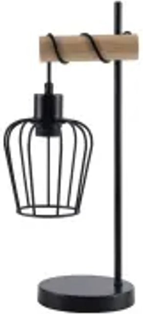 NETTLIFE Vintage-Tischleuchte im Industriedesign aus Holz und Metall, Schwarz/Braun, E27-Fassung, Höhe: 46,0 cm - Bild 1