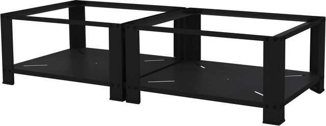 ML-Design Doppel Waschmaschinen Untergestell mit 2 Ablagen in Schwarz, B/T/H: 63 x 54 x 32 cm - Bild 2