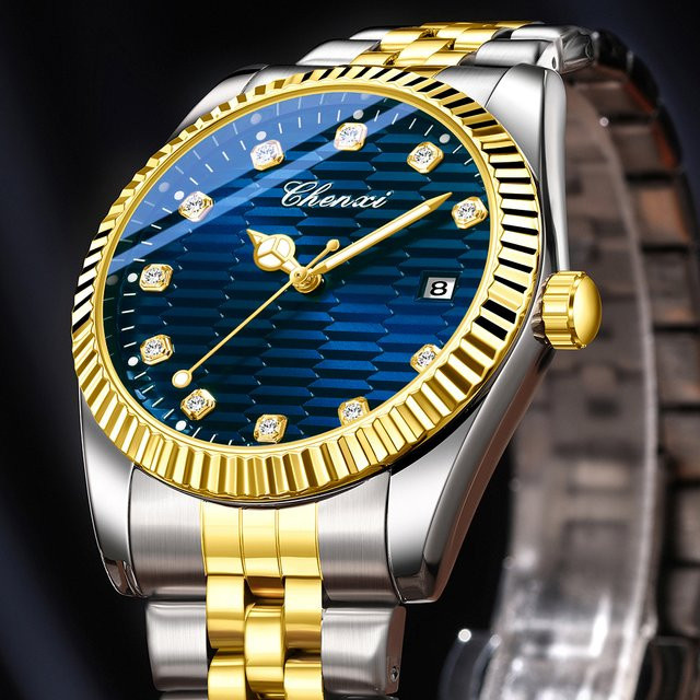 CHENXI Armbanduhr Automatik, Edelstahl, Blau, Herren - Bild 1