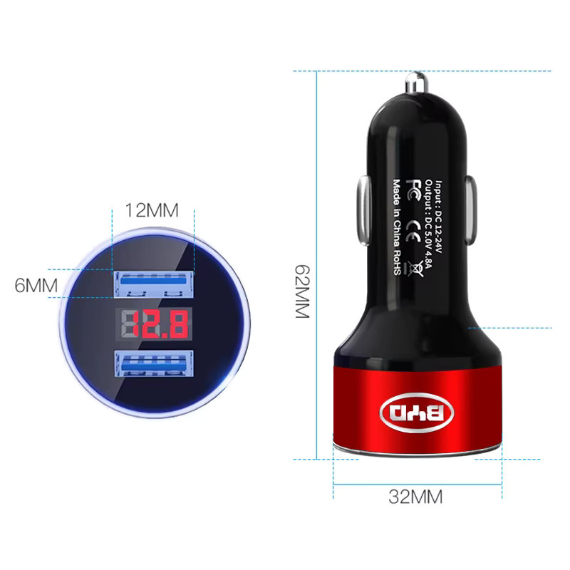 BYD Auto-Ladegerät mit 2 USB-Anschlüssen, Schnellladung und Digitalanzeige - Bild 4