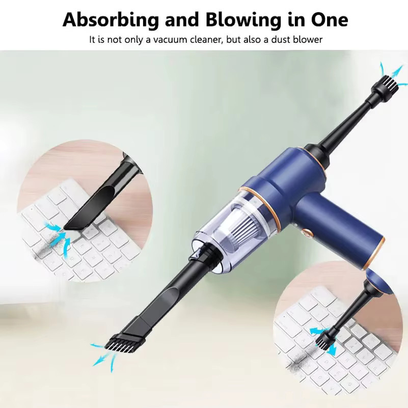 SUITU 2in1 Kabelloser Akku-Staubsauger für Auto und Haushalt in Blau mit Ladestation und verschiedenen Bürstenköpfen - Bild 3