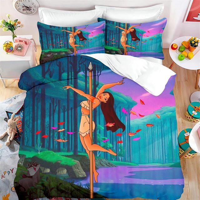 Paslu Bettwäsche Set Pocahontas Anime Design, 3-teilig, Mehrfarbig, 100% Polyester, B/H: 140 x 210 cm - Bild 1