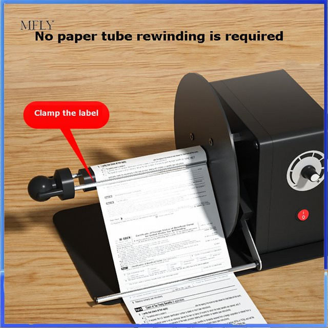 XMSJ Vollautomatischer Mini Etikettenaufwickler Desktop Etikettenwickler für selbstklebendes beschichtetes Papier in Schwarz - Bild 1