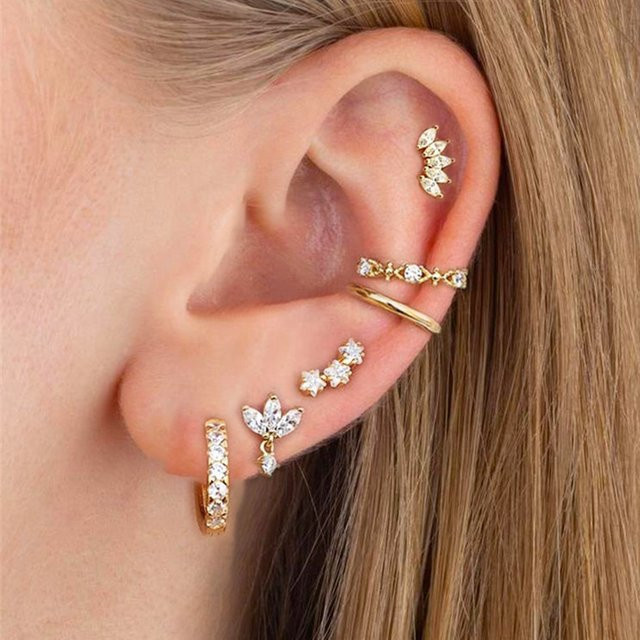 Yuedane Hoop Ohrringe, Edelstahl, Zirkonia, Gold, Damen - Bild 1