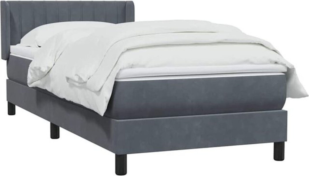 vidaxl Boxspringbett mit Matratze aus Samt in Grau B/L: 80 x 220 cm - Bild 1