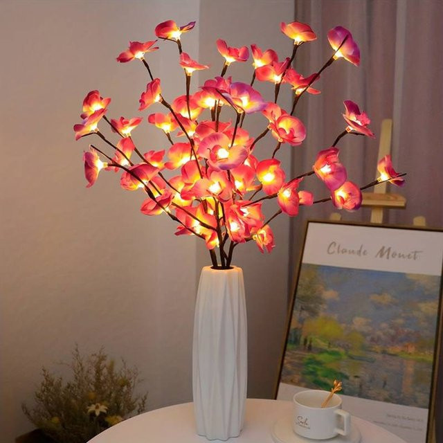 Peach Forest LED Phalaenopsis Baum Lichterkette in Pink mit warmweißem Licht, batteriebetrieben für Schlafzimmer, Party und Hochzeit - Bild 1