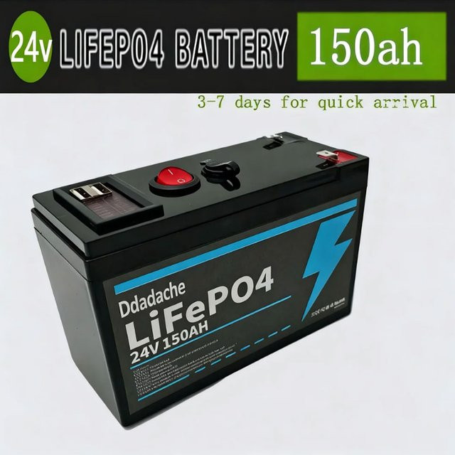 Lithium 24V 150Ah LiFePO4 Deep Cycle Akku in Schwarz für Beleuchtung, Power Wheels und Solar- oder Windenergie - Bild 1