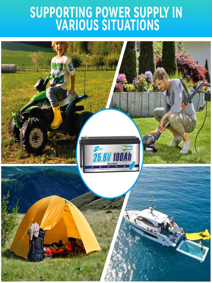HRBEEnergy 24 V 100 Ah LiFePO4-Lithiumbatterie mit integriertem 100 A BMS in Schwarz für Wohnmobil, Solar und Overlanding - Bild 6