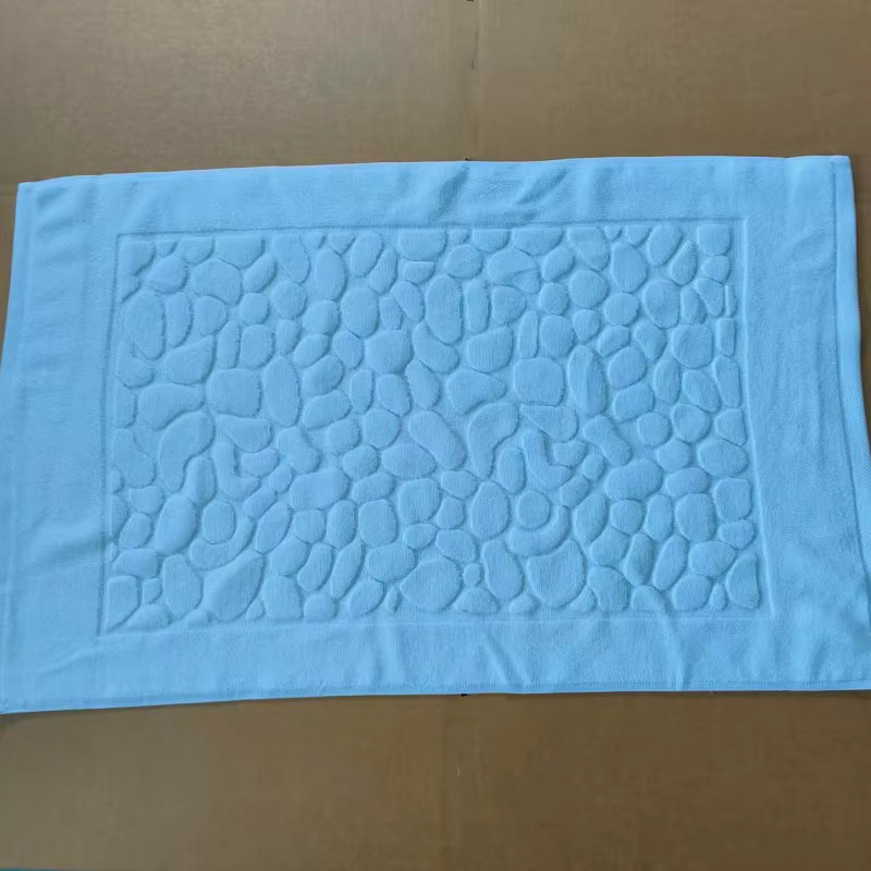 EGW Badezimmerteppich aus 100% Baumwolle in Weiß mit Kieselstein-Design, rutschfest, B/B: 80 x 50 cm - Bild 3