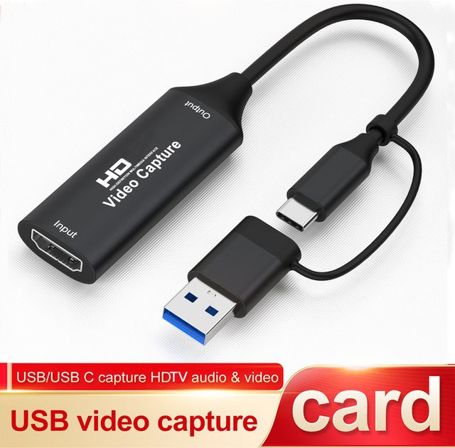 KOJESHUN USB Video Capture Karte 4K UHD HDMI Video Grabber für Live-Streaming und Aufnahmen in 1080P HD, kompatibel mit PS4, Xbox und Mobilgeräten, Schwarz/Grau - Bild 1