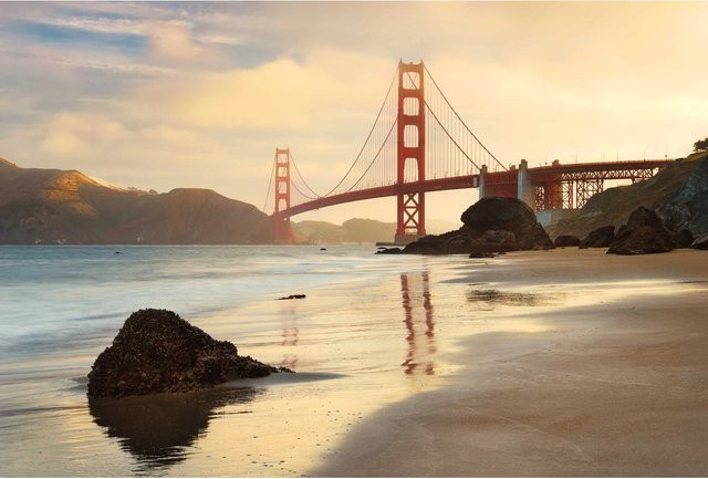 Komar Fototapete Golden Gate aus Vlies, Breite: 400 cm, Höhe: 260 cm - Bild 1