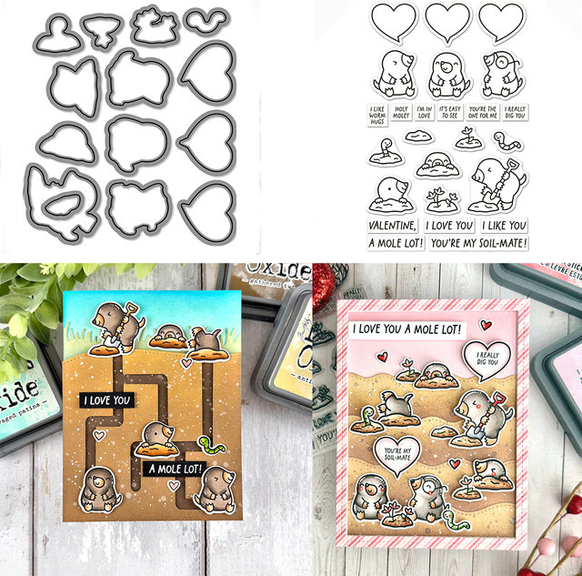 A Mole Lot of Love Metall-Stanzformen für Valentinstag DIY-Bastelarbeiten, Karten und Scrapbooking - Bild 1