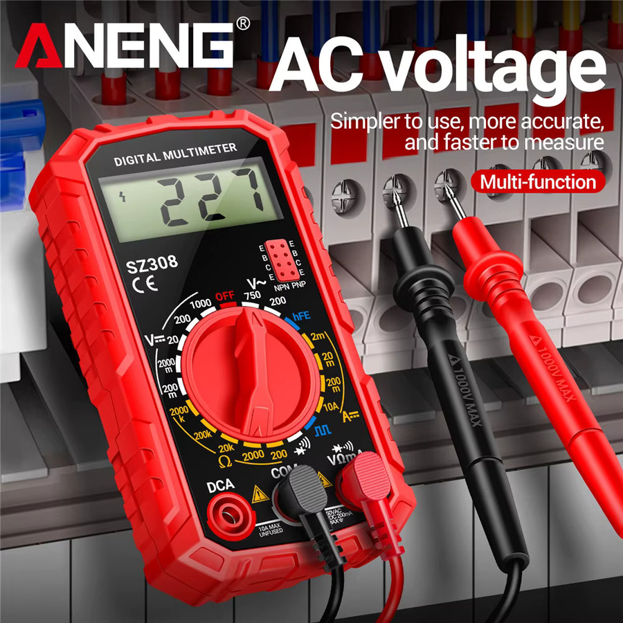 ANENG SZ308 Digital-Multimeter Tester für AC/DC Spannung, DC Strom, Widerstand und Diode in Rot - Bild 3