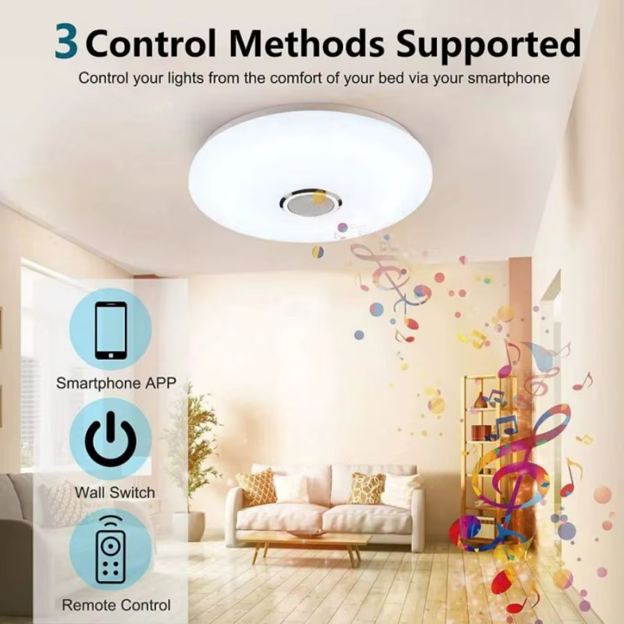 BENEWTON Moderne RGB Deckenleuchte mit Bluetooth Lautsprecher und Fernbedienung, Weiß, 52W - Bild 2