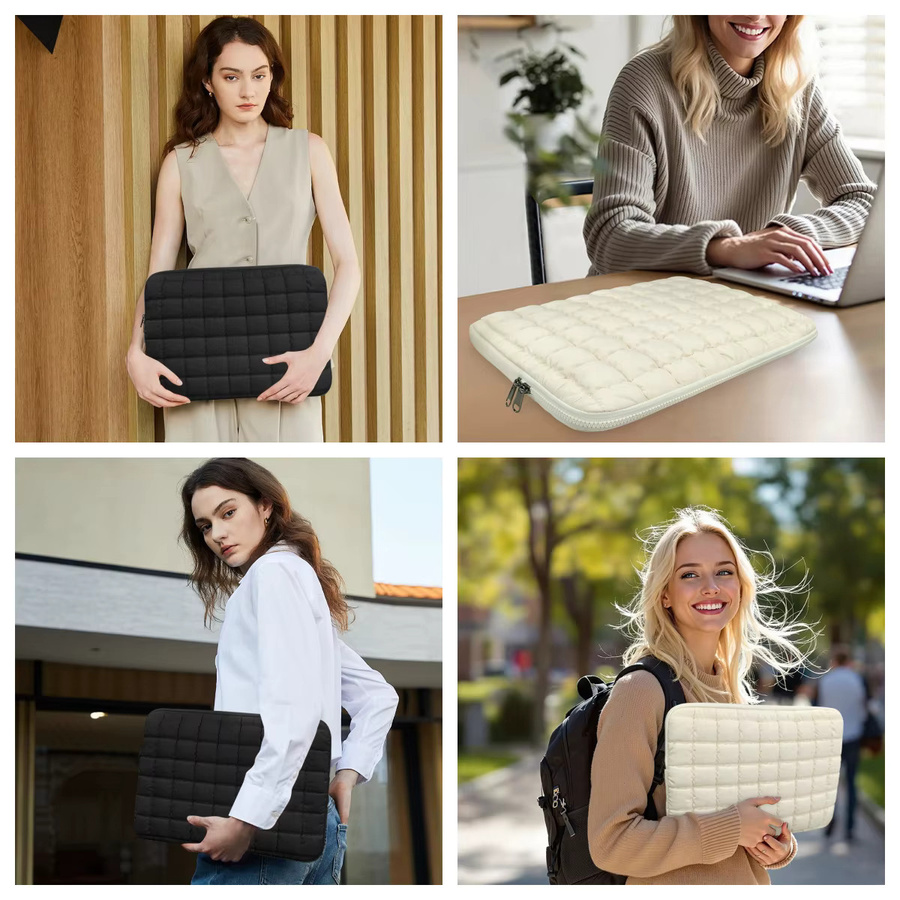 Gepolsterte Laptop-Tasche ValueWin in Schwarz mit gesteppter Hülle für MacBook Air Pro, iPad, Lenovo und HP, passend für 11 bis 15,6 Zoll - Bild 6