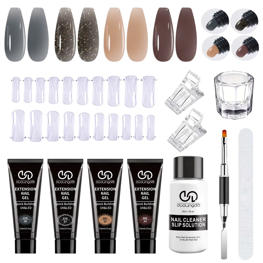 Duolingdai Poly-Nagelverlängerungsgel, 4 Farben, Braun, Schwarzgrau, Herren - Bild 5