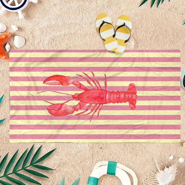 JMG Household Supplies Sandfreies Strandtuch aus Mikrofaser in Pink gestreift, schnelltrocknend, B/H: 50 x 100 cm - Bild 1