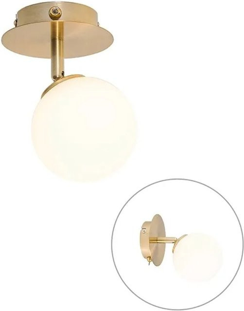 QAZQA Athens Wandlampe Modern in Gold mit weißem Opalglas und Schalter - Bild 1