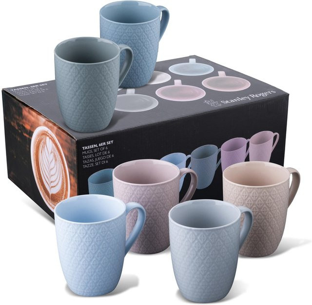 Stanley Rogers Tassen Set aus Keramik, bunt, 6er Set, 340 ml pro Tasse - Bild 1