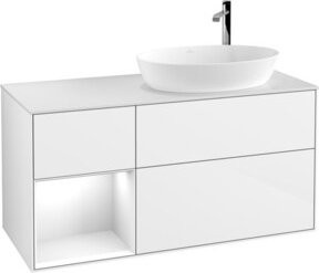V&B Waschtischunterschrank Finion mit Wandbeleuchtung, Farbe Weiß lackiert, Breite: 120 cm, Tiefe: 50,1 cm, Höhe: 50,1 cm - Bild 1