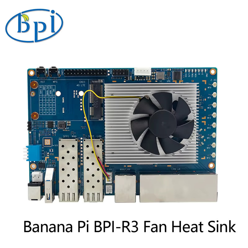 Banana Pi BPI-R3 Aluminium Kühlkörper mit Lüfter in Silber für das Entwicklungsboard - Bild 2