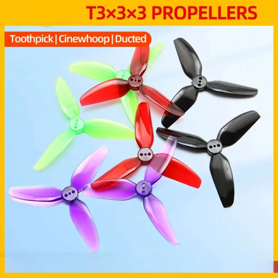2 Paar T3X3X3 3-Blatt Propeller aus PC für Cinewhoop und Kanaldrohnen, 3 Zoll, Grün/Mehrfarbig - Bild 2
