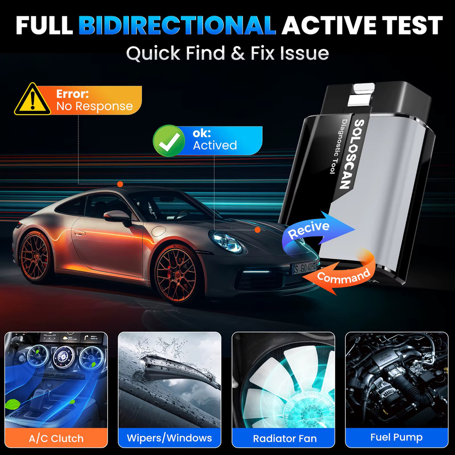 KINGBOLEN Soloscan OBD2 Scanner Bluetooth Bidirektionales Auto-Diagnosegerät für Toyota und Lexus in Schwarz - Bild 4
