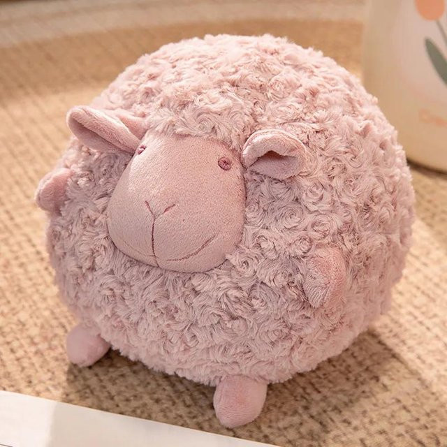 Yiran toy Kawaii Lamm Plüschkissen, Kugelform, Rosa, 33cm - Bild 1