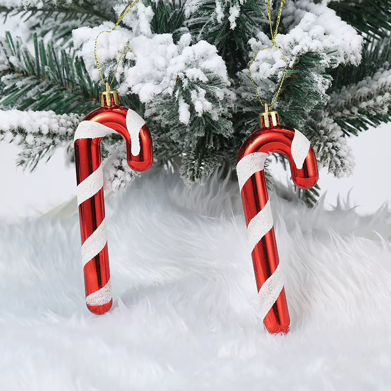 12 Stück DUTRIEUX Weihnachtsbaum-Hängedekoration Zuckerstangen-Ornamente aus Kunststoff in Rot und Weiß - Bild 2