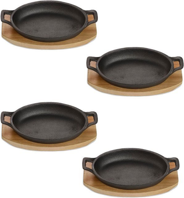 ECHTWERK Servierschale 4er-Set aus Gusseisen, schwarz, oval, L x B x H: 22 x 12 x 3 cm - Bild 1