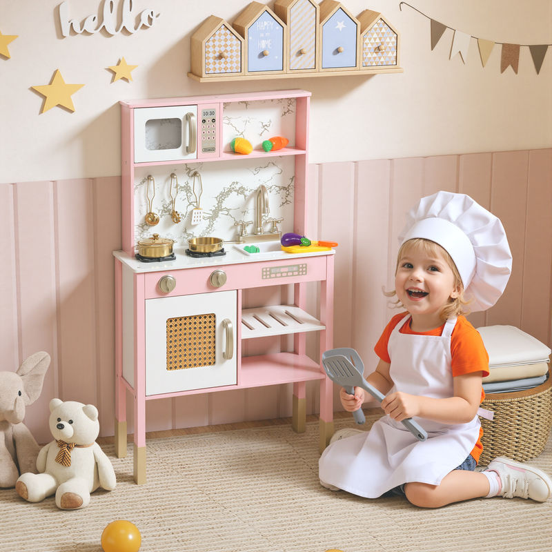 Aosom Holz-Spielküche mit Sound, Rosa, ab 3 Jahre - Bild 2
