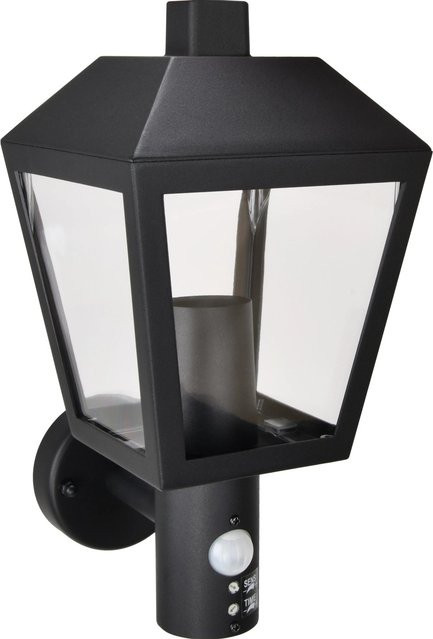 Außenwandleuchte Vigevano mit Bewegungssensor aus Aluminium-Druckguss in Schwarz, E27, IP44, H: 40,0 cm, B: 20,0 cm, T: 15,0 cm - Bild 1