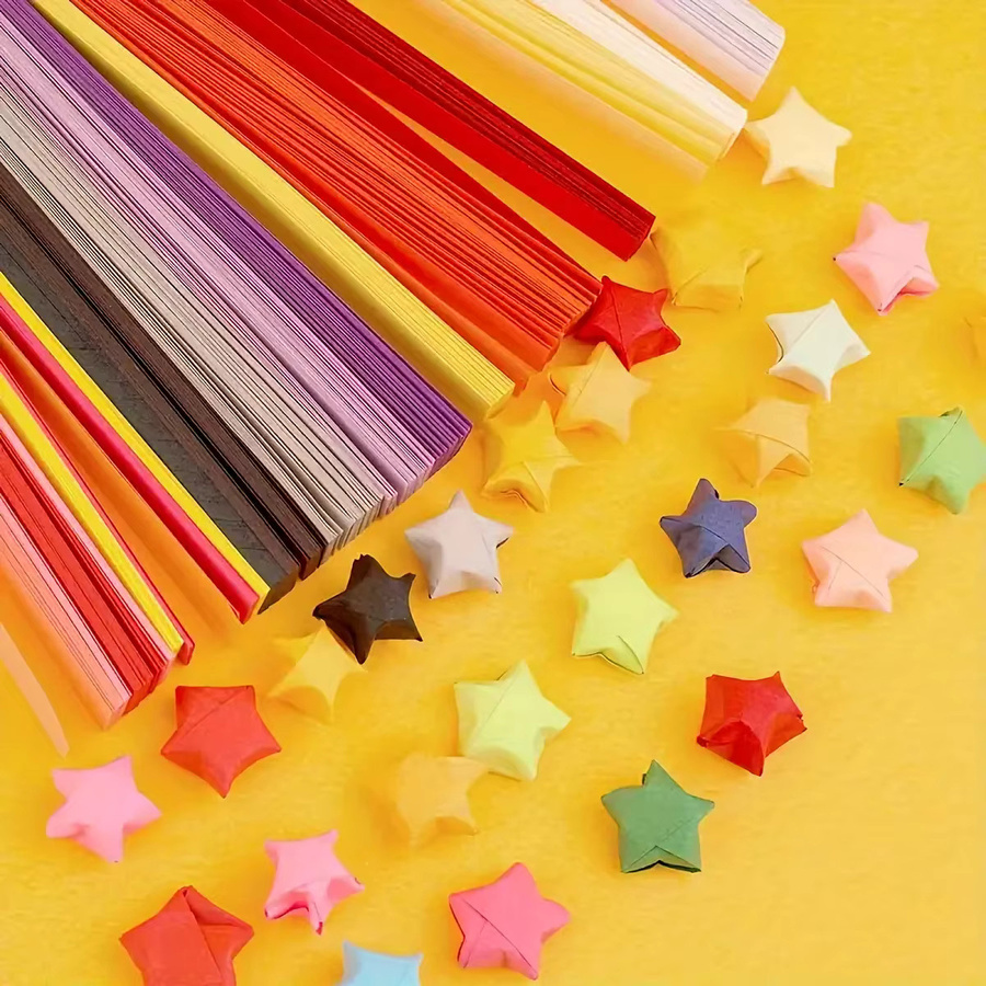 1030 Blatt doppelseitiges Origami-Sternpapier-Set in 27 Farben für DIY Lucky Star Bastelarbeiten, mehrfarbiges Bastelpapier in Matt-Optik - Bild 3