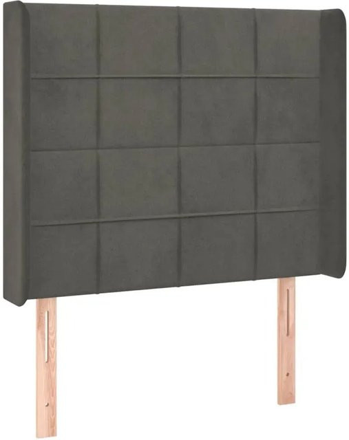 vidaXL LED Kopfteil aus Samt in Dunkelgrau mit USB-Ladeport und integrierter Beleuchtung, B/T/H: 93 x 16 x 118/128 cm - Bild 1