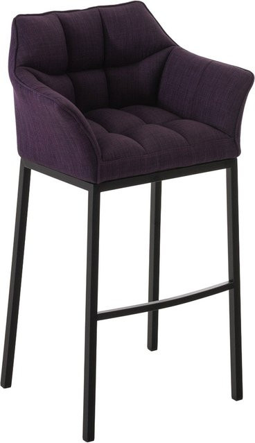 TPFLiving Barhocker Damaskus mit 4-Fuß Gestell aus Metall und Stoff in Schwarz und Lila, Höhe: 110 cm, Breite: 48 cm, Tiefe: 48 cm - Bild 1