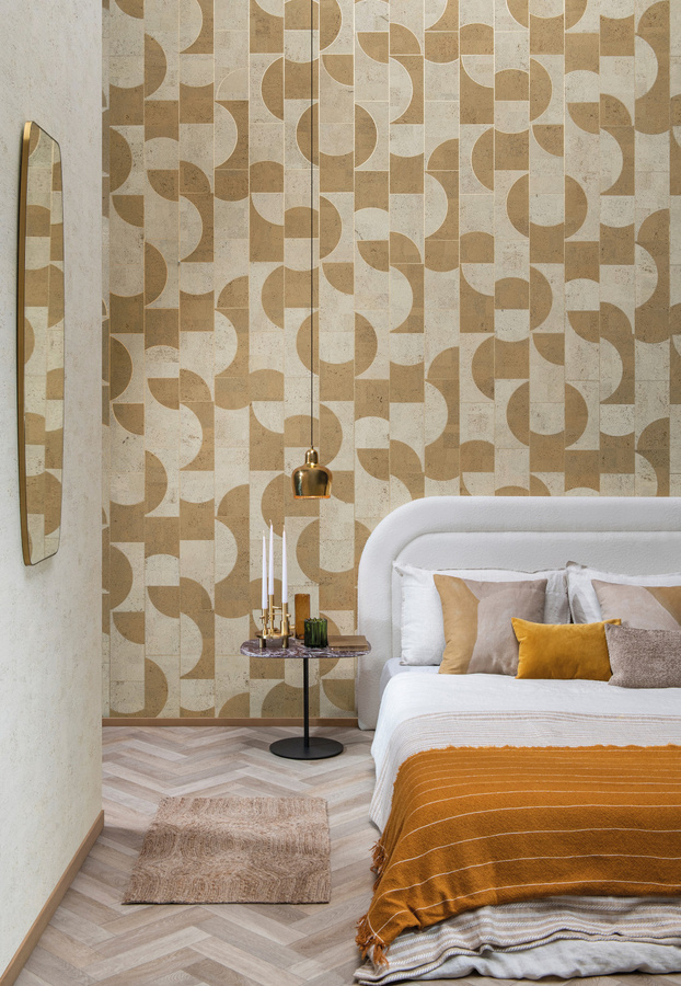 Omexco Tapete Reflection CAS61 in Gold und Beige mit abstraktem geometrischem Design und mattem Finish aus Vlies - Bild 1